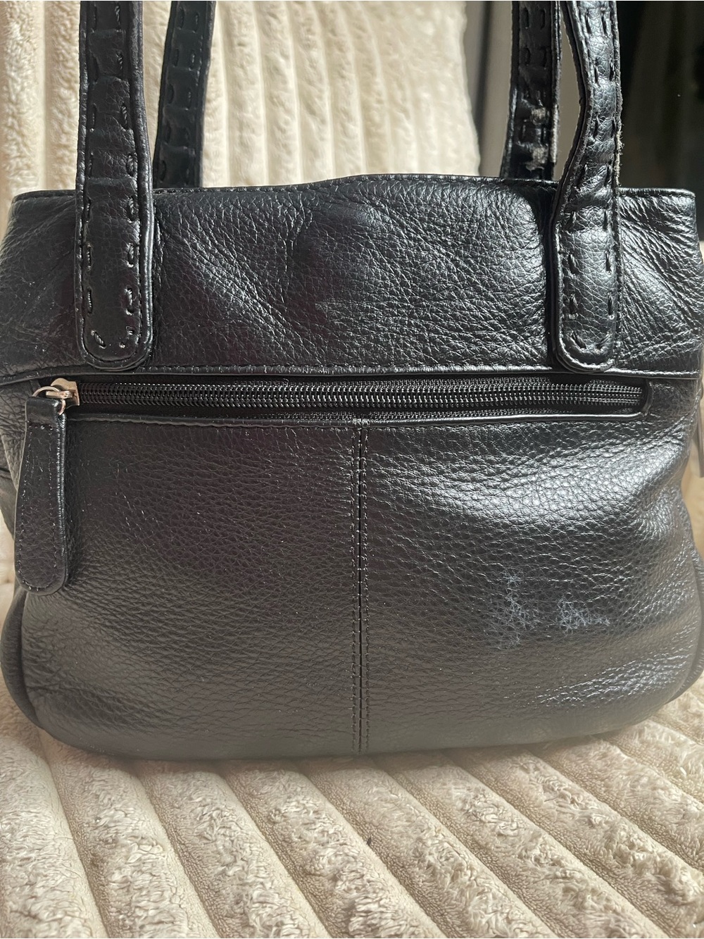Stone & Co. Black Pebble Leather Shoulder Bag Hand Stitched Tote - Picture 4 of 9